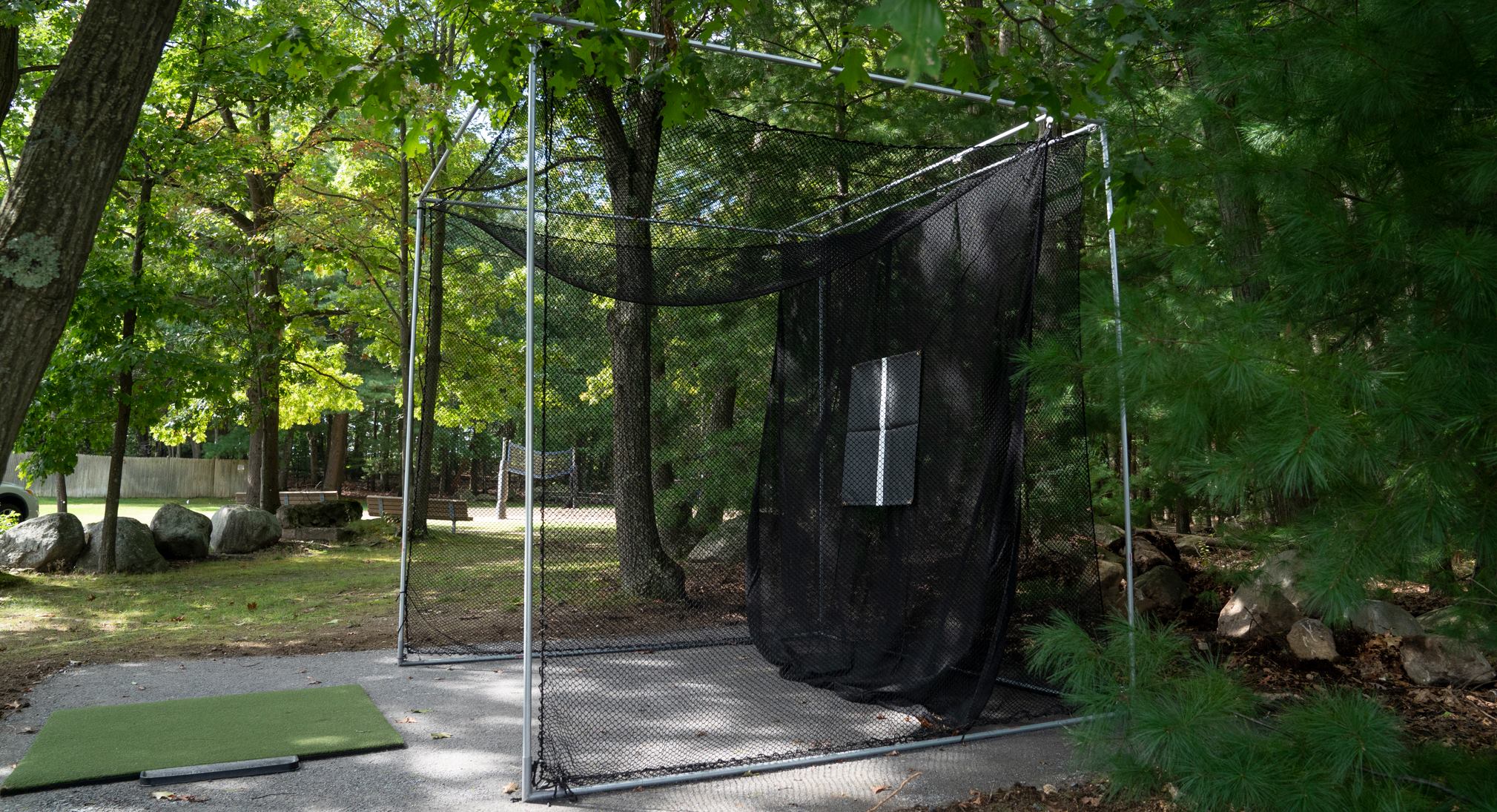 Golf practice cage near Pavillion